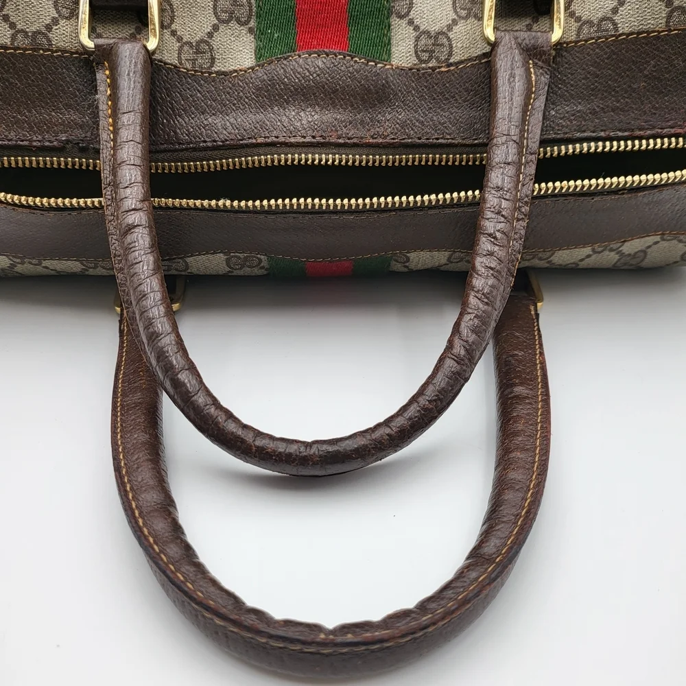 Gucci Vintage GG Supreme Sherry Line Boston 35 Bag..Auth.